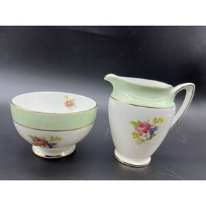 VINTAGE 1939 Rosina BONE CHINA England Creamer & Sugar Rose